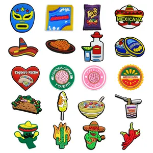 Soft Pvc Wholesale Customization I Love Mexico Clog Decorations Takis Taco Beer Sandal Accessories Cactus For Shoes Charms