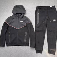 Jaket Hoodie Tech Fleece Logo Gaya Baru Setelan Olahraga Dua Potong Pria, Baju Olahraga Kasual, Setelan Pria, Sweatshirt