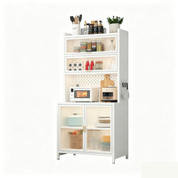 Meuble de rangement grande capacité à double porte en acier, armoire de cuisine avec étagère réglable, buffet multifonctionnel pour salle à manger