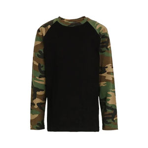 Custom Long Sleeve Camouflage Raglan Blank T Shirt <b>Camo</b> Short Sleeve Shirt Crew Neck Raglan Sleeve - Product Image 1