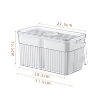Boîte de rangement pour réfrigérateur à 2 compartiments, en plastique, avec poignée, transparente, avec fonction de temporisation, pour la conservation des aliments, avec design de drainage, pour légumes