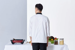 Uniformes de chef à manches courtes Vêtements de travail de chef de cuisine d'hôtel Tenues de chef pâtissier Cuisine occidentale <span class=keywords><strong>Tenue</strong></span> de chef personnalisable - Product Image 6