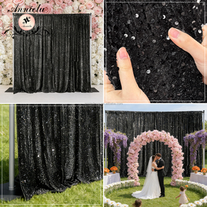 Décorations de <span class=keywords><strong>mariage</strong></span> ANNIELU en velours noir premium avec paillettes, location de toile de fond pour lieux intérieurs - Product Image 6