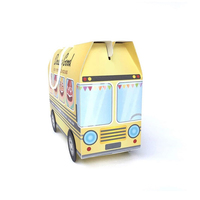 Individuelles logo einzigartige eco freundliche papier weihnachten schule bus form cookie candy baby geschenk box mit griff