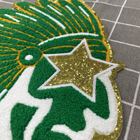 Patchs brodés en chenille à paillettes personnalisés, grands, thermocollants, style preppy, yeux d'étoile, sequins, rose indien, patchs mascotte en chenille
