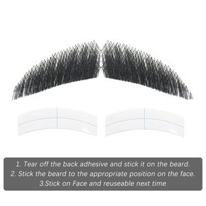 <span class=keywords><strong>Baffi</strong></span> <span class=keywords><strong>Finti</strong></span> Diritti in Capelli Umani, Barba Invisibile Annodata a Mano, Barba Finta Realistica per Uomini - Product Image 4