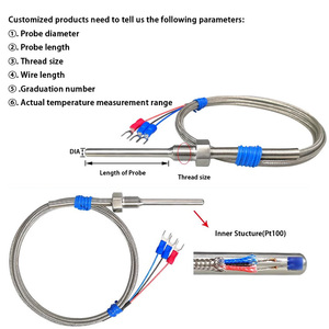 สาย3/4 <span class=keywords><strong>WZP</strong></span>-230 <span class=keywords><strong>130</strong></span> <span class=keywords><strong>RTD</strong></span> มีความแม่นยำสูงเซ็นเซอร์ <span class=keywords><strong>Pt100</strong></span>เกลียวสแตนเลสหัวเทอร์โมคัปเปิล PT1000 - Product Image 4
