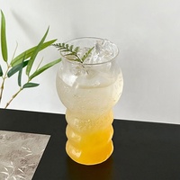 Glazen beker met opdruk, transparant, 'bubble juice'-design, Koreaans, schattig, herbruikbaar, voor koffie, latte, etc., voor cafés.