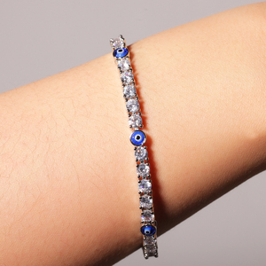 New Arrival Thổ Nhĩ Kỳ Blue Eye Bracelet Vòng Chân AAA CZ Iced Out Tennis Vòng Tay Bán Buôn Phụ Nữ Jewelries - Product Image 4