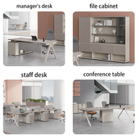 Bureau modulaire avec tiroirs et ensemble de chaises, poste de travail pour 6 personnes, bureaux en îlot pour immeuble de bureaux
