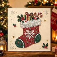 Peinture diamant de Noël, art de la broderie de perles, toile murale à suspendre, décoration faite main DIY, 20cm x 20cm, cadeau de Noël