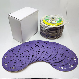 150mm 49 delik seramik kanca ve döngü zımpara diski 6 inç mor otomotiv zımpara 60-2000 Grit OEM - Product Image 5