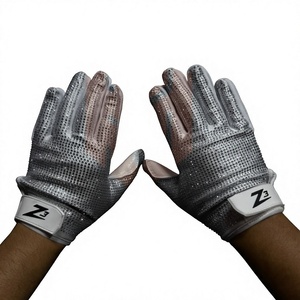 New Rhinestones American Football Receiver Gloves for Men Top Trending White Color Rhinestones American Football Sports Gloves - Product Image 1