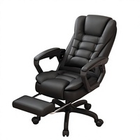 Chaise de bureau ergonomique à dossier haut pivotante en cuir, réglable en hauteur, moderne, pour salon, bureau à domicile, base en acier, pivotante