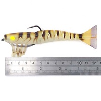 Nouveaux leurres à crevettes souples à tête plombée multi-sections de 120mm 17g avec hameçon VMC leurre de pêche à la crevette