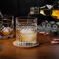 Verres à whisky rétro de 11 oz, verres à spiritueux transparents pour bar, gobelet à whisky en verre gaufré diamant, réutilisable, sans plomb