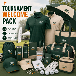 Custom Logo Event Welcome Gift Set With Polo Shirt Cap Umbrella Tumbler Tote Bag Notebook Badge And Towel Souvenirs Items - Product Image 1