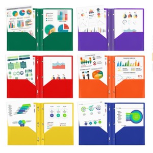 12 gói đầy màu sắc nhiệm vụ nặng nề nhựa thư mục 2 túi thư Kích thước <span class=keywords><strong>Poly</strong></span> tập tin nhựa thư mục với 3 prong ốc vít - Product Image 3