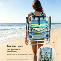 Chaise longue de plage pliable légère à dossier inclinable à 180° avec poche latérale de rangement pour vacances à la plage et au bord de la mer