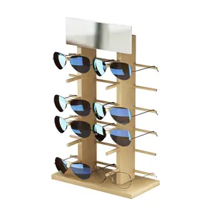 Rak Optik Kustom Produksi Pabrik Kacamata Hitam Desain Toko Kayu Kacamata Hitam Rak Pajangan Konter
