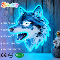 Neonawall Gamers Man Cave Decorators Wolf Head Neon Sign IP65 UV Printed Dimmable USB LED Custom Light Gaming Room Decor