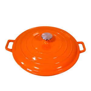 Four hollandais <span class=keywords><strong>en</strong></span> <span class=keywords><strong>fonte</strong></span> émaillée <span class=keywords><strong>jaune</strong></span> de 12.5 ''avec couvercle-Casserole de cuisine polyvalente - Product Image 5