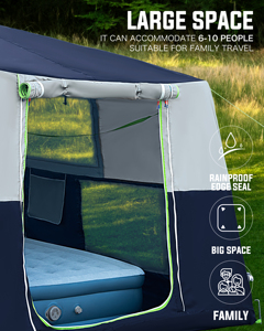 Tente familiale de camping extérieure de 12 mètres carrés, grande, imperméable, en toile Oxford avec coton aérien, fonction gonflable pour le glamping PFIT - Product Image 4