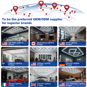 Lonyung Industrial 6000k DIY Hexagon Detailing Hex Ceiling Mounted Hexagonal <strong>Light</strong> For Car Shop Garage Workshop - Product Image 6