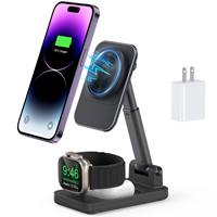 Support de téléphone magnétique à charge sans fil 15W trois en un personnalisable 3in1 électrique pour entrée 5V/2A pour chargeurs sans fil