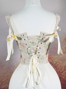 Corsé Floral Azul y Blanco Estilo Vintage con Encaje, Top Moldeador de Cintura, Lencería Sexy Gótica Lolita - Product Image 3