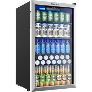 Mini-réfrigérateur EUHOMY 3,2 pieds cubes, refroidisseur de boissons avec porte en verre, contrôle électronique de la température, pour la maison, le bar ou le bureau - Product Image 1