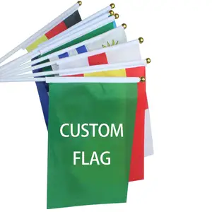 Mini drapeau personnalisé bon marché, imprimé à la main, drapeaux nationaux à la main