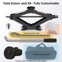 Cric à ciseaux portable en acier Juhong 2,5T pour Tesla Model 3/Y/S/X, noir – Offre spéciale