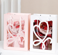 Sac fourre-tout de luxe HONPAK avec fenêtre transparente, motif floral pour bouquets, emballage personnalisé pour bougies, idéal pour le shopping