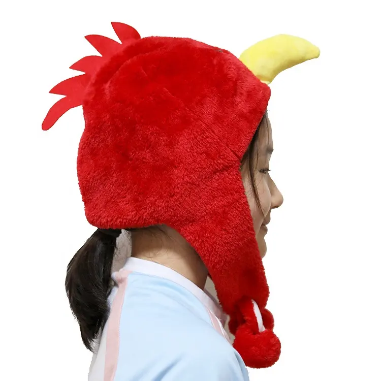 Soft fluffy chicken hat funny animal ear flap hats cozy winter cap for kids teens adults holiday wholesale promotion cheep caps