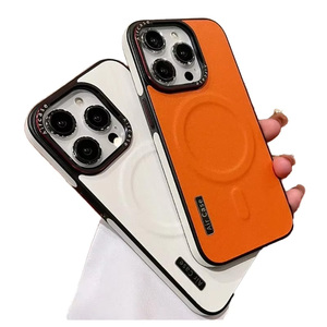 Pour <span class=keywords><strong>iphone</strong></span> 16 15 14 13 12 2025 Charge sans fil en cuir TPU housse de protection pour <span class=keywords><strong>iPhone</strong></span> 16 Pro Ins Style <span class=keywords><strong>coque</strong></span> de téléphone magnétique - Product Image 1