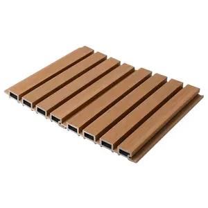 PVC WPC Wall Panel Wooden Grain Fluted Panel For Decoration