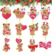 Kits de porte-clés diamantés double face, ornements en vrac, pendentifs porte-clés pour peinture 5D DIY, motif arbre pour décoration de Noël DIY