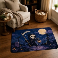 Modern Halloween Witch Magic Potions Faux Velvet Washable Polyester Shaped Runner Rug for Bedroom