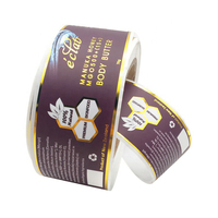 Étiquettes de bouteilles de cosmétiques de luxe en PVC imperméable personnalisées de haute qualité avec logo en feuille d'or, étiquettes en rouleau pour bouteilles de beurre corporel
