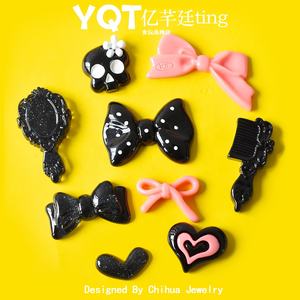 Cabochon en résine noir style miroir et peigne, à prix abordable, pour maison de poupée, bricolage, scrapbooking et décoration de coque de téléphone - Product Image 2