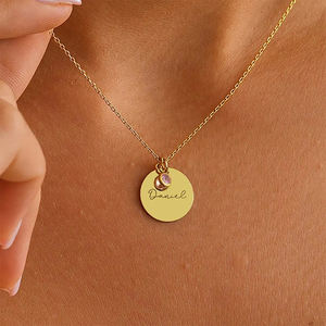 قلادة منقوشة بشمال جديد ، مجوهرات من الفولاذ المقاوم للصدأ ، قلادة هدية للأمهات ، قلادة بدلاية عملة معدنية باسم مخصص للنساء - Product Image 5