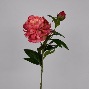 <span class=keywords><strong>Tallo</strong></span> de peonía francesa falsa decorativa al por mayor 2 cabezas flores artificiales de seda de peonía rosa - Product Image 6