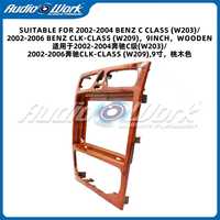 Cadre de tableau de bord en bois pour Mercedes Classe C (W203) 2002-2004, Classe CLK (W209) 2002-2006, 9 pouces, conserve le climatiseur automatique