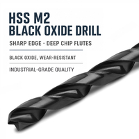 Foret hélicoïdal HSS M2 certifié ISO, oxyde noir, queue droite, affûtage de précision, acier au carbone allié, fonte, CNC, marque SUS