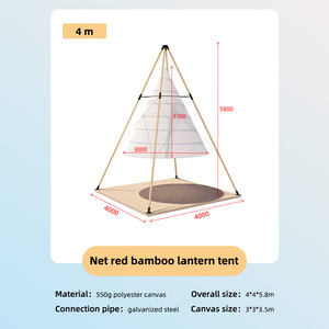 Tenda da matrimonio in tela a forma di piramide indiana, tipi, pagoda, lanterna in bambù da esterno ZHUNIU da 4 m - Product Image 4