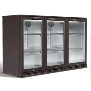 ตู้เย็นแสดงผลเบียร์,ตู้แช่เย็นพร้อมไฟ Led แนวนอน3ประตูกระจกในประเทศโต๊ะเคาน์เตอร์บาร์
