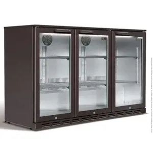 Binnenlandse Horizontale 3 Glazen Deur Bar Tafel Commerciële Drinken Bier Display Koelkast Koelkast Koeler Met Led Licht