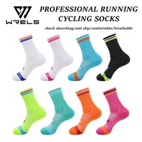 Chaussettes de sport WRELS prêtes à être expédiées, chaussettes de cyclisme, chaussettes de course à pied professionnelles pour marathon, antidérapantes, confortables, avec fond en tissu éponge, chaussettes mi-mollet