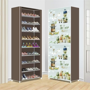Mueble zapatero <span class=keywords><strong>con</strong></span> <span class=keywords><strong>cremallera</strong></span> y cubiertas antipolvo, estilo coreano, estantería de entrada de una sola fila <span class=keywords><strong>con</strong></span> estructura de tubos de acero - Product Image 2